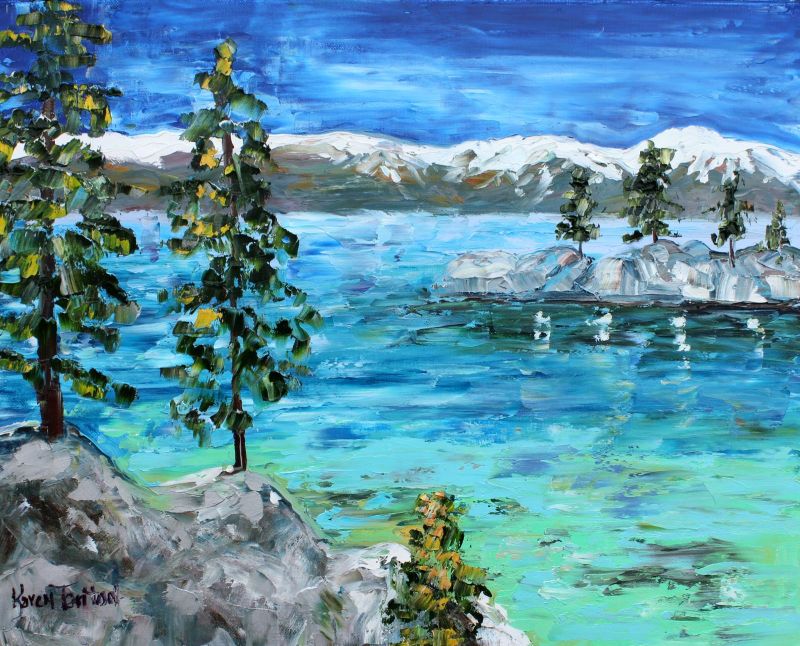 800x646 Palette Knife Painters, International Original Oil Painting Lake - Tahoe Painting