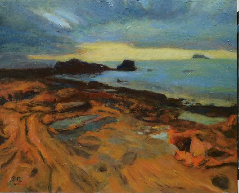 770x623 Saatchi Art Taiwan Wild Willow Beach Painting By Yuan Te Lee - Taiwan Painting