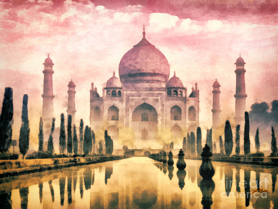 900x676 Taj Mahal Painting By Mo T - Taj Mahal Painting
