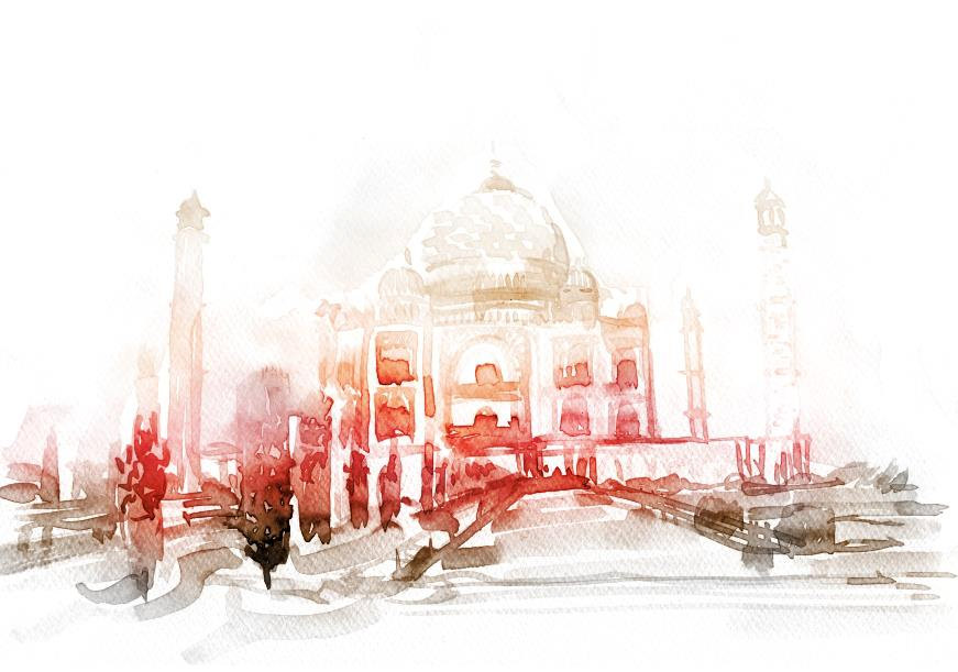 871x611 Taj Mahal Painting In Winsorampnewton Watercolors Ioana Avram - Taj Mahal Painting