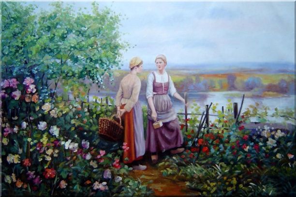 612x408 Two Ladies Talking On The Terrace Oil Painting Portraits Woman - Talking Painting