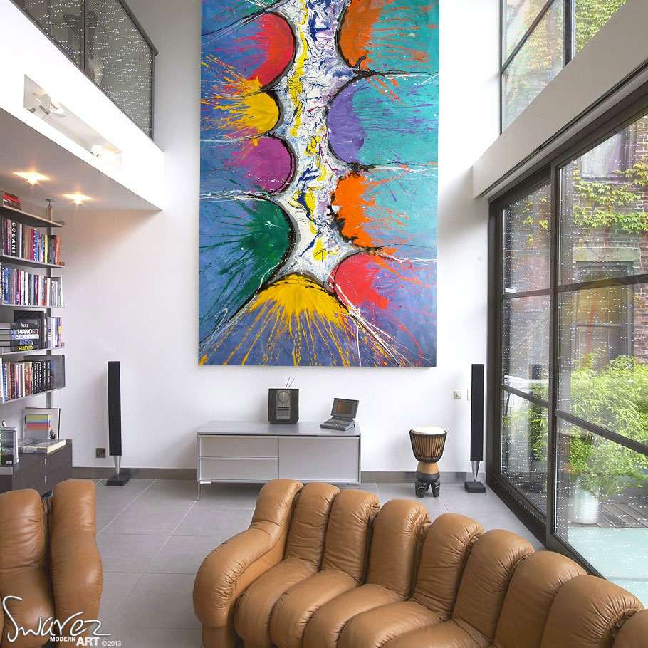 910x910 Very Big Abstract Canvas Painting Large Size Multi Coloured Art - Tall Painting