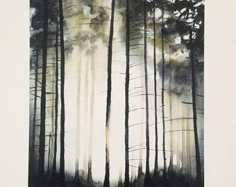 340x270 Misty Pines Etsy - Tall Pines Painting