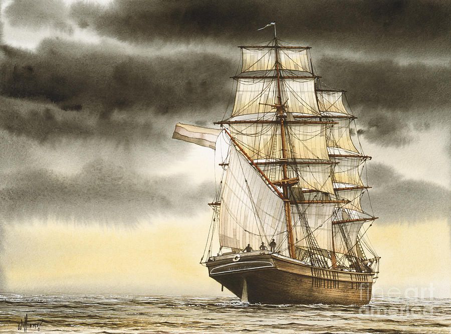 900x666 Maritime Print Painting - Tall Ship Painting