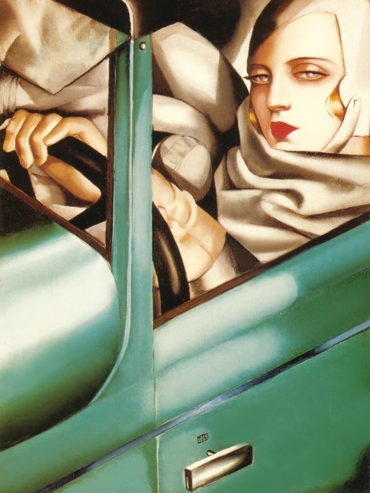 721x960 Self Portrait In Green Bugatti, Tamara De Lempicka - Tamara Lempicka Painting