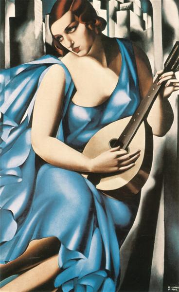 368x600 Blue Woman With A Guitar, 1929 - Tamara Lempicka Painting