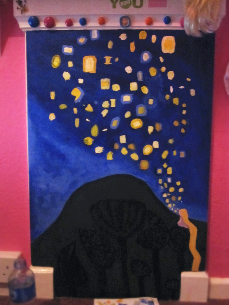 774x1032 Tangled Wall Painting, Lanterns By Crazytabbix - Tangled Painting