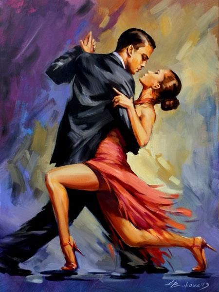 450x600 Danslar - Tango Dancers Painting