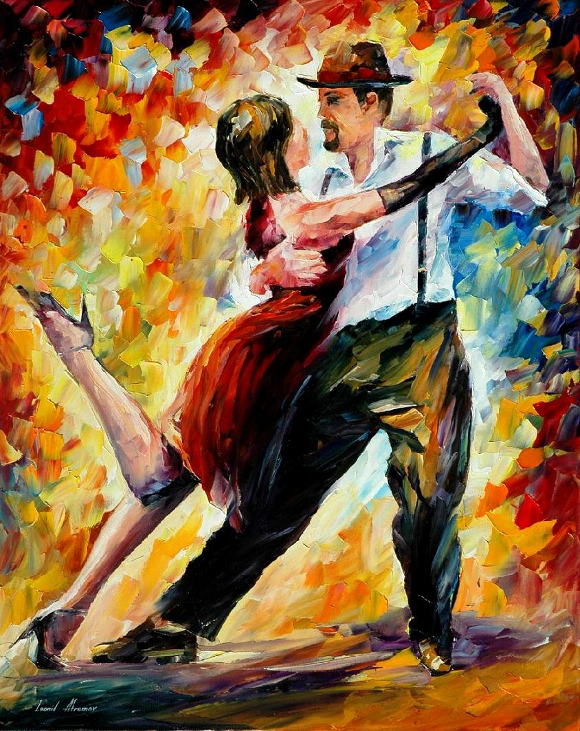 844x1063 Leonid Afremov, Oil On Canvas, Palette Knife, Buy Original - Tango Dancers Painting