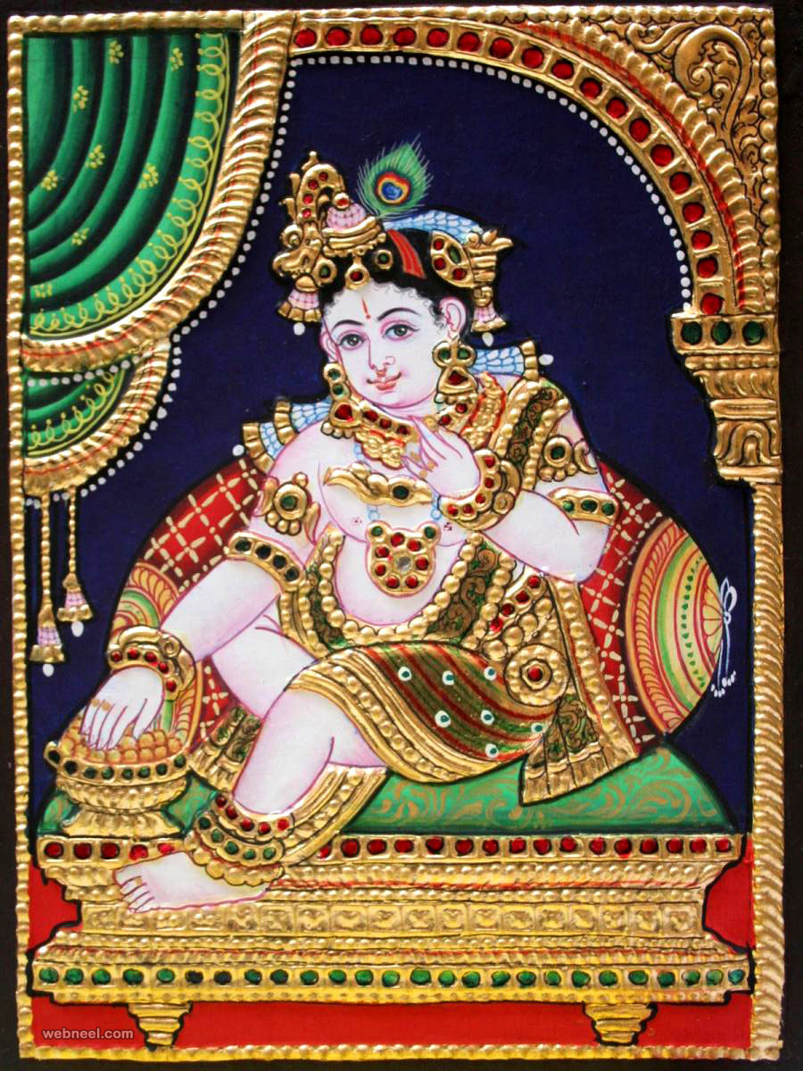 900x1200 Krishna Tanjore Painting 20 - Tanjore Painting