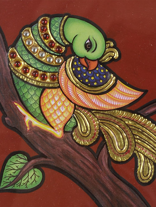 500x662 Buy Parrot Tanjore Painting 8.5in X 8.5in X 1in Online - Tanjore Painting