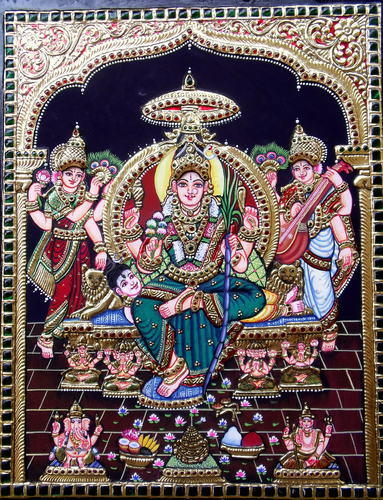 383x500 Rajarajeshwari Tanjore Painting - Tanjore Painting Cost