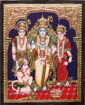324x400 Kodanda Rama [W18134] - Tanjore Painting Usa