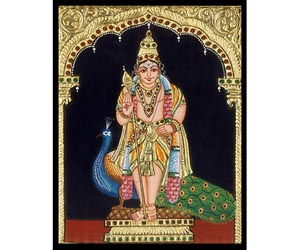 300x250 Lord Murugan Tanjore Paintings Tanjavur Prints God Gold Leaf - Tanjore Painting Usa