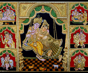 300x250 Radha Krishna Tanjore Paintings Tanjavur Paintings God Gold Leaf - Tanjore Painting Usa