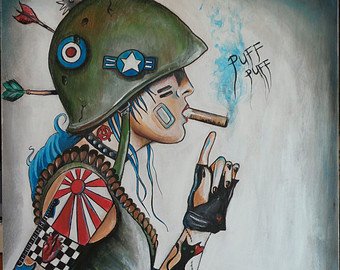 340x270 Sun Cat Painting Etsy - Tank Girl Painting