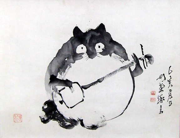 575x443 Zen Paintings - Tanuki Painting