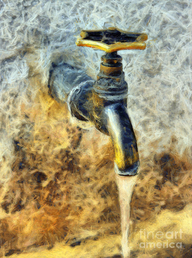 672x900 Water Tap Painting By Grigorios Moraitis - Tap Painting