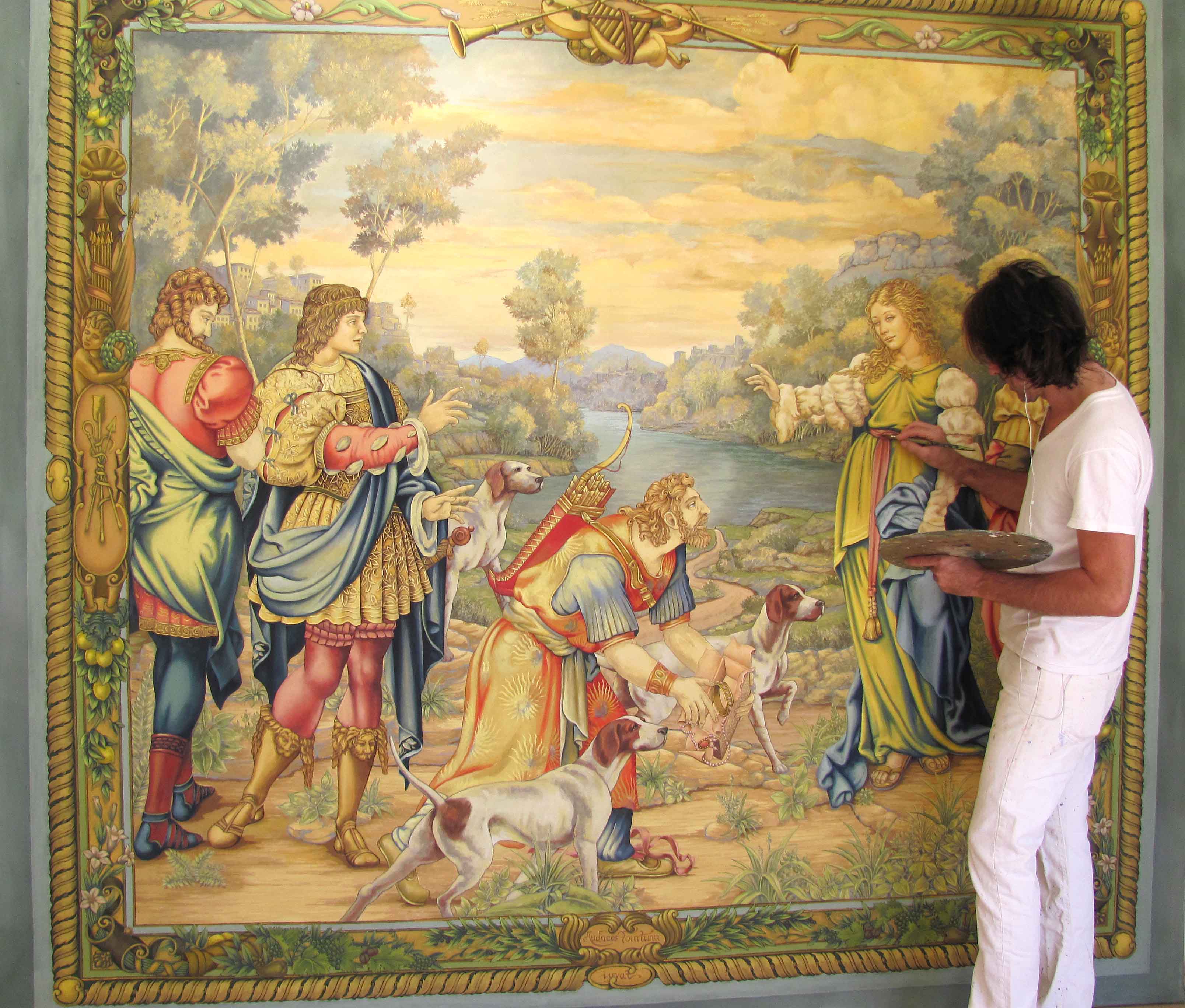 3216x2736 Istvan Bernath Artist And His Tapestry Style Painting Bernathart - Tapestry Painting
