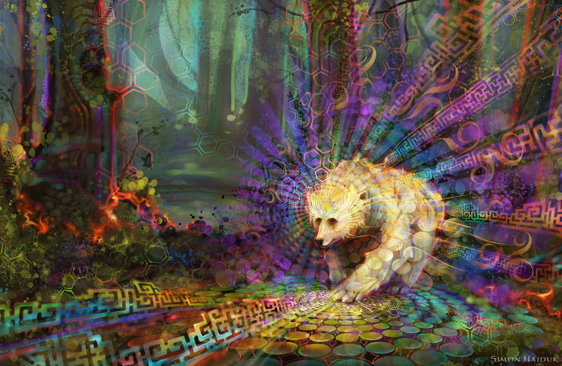 1920x1251 Spirit Bear - Tapestry Painting