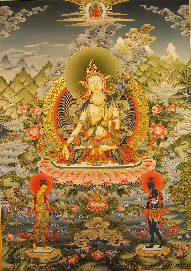 634x900 White Tara Painting By Art School - Tara Painting