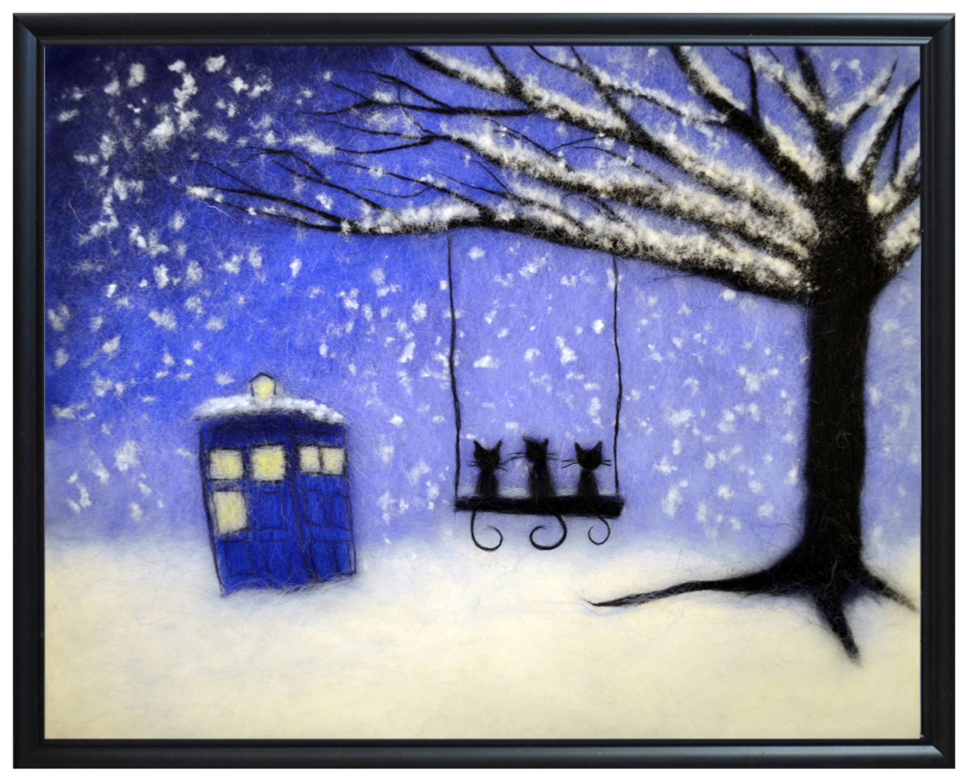1920x1545 Saatchi Art Wool Painting Cats And Tardis Painting By Oksana Ball - Tardis Painting