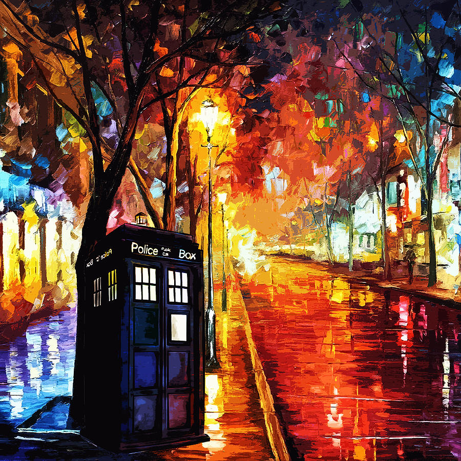 900x900 Tardis Art Painting Digital Art By Koko Priyanto - Tardis Painting