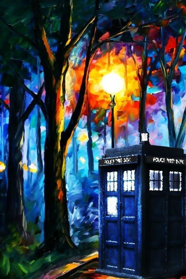 640x960 Tardis In The Rain Painting - Tardis Painting