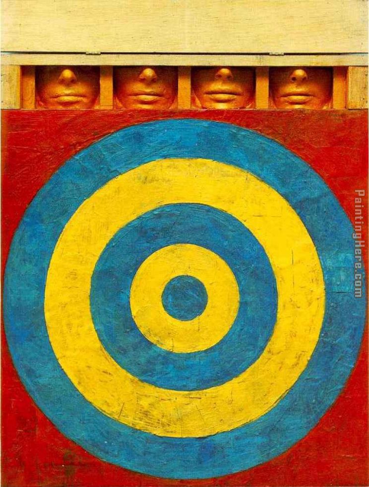 744x980 Unknown Artist Jasper Johns Target With Four Faces Painting - Target Painting