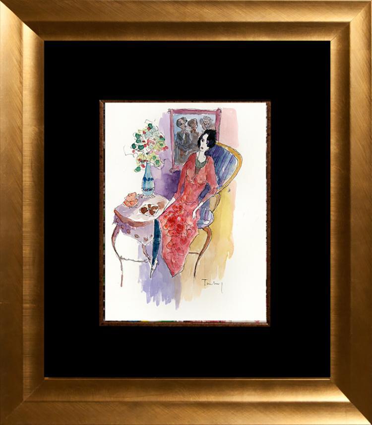 750x855 Itzchak Tarkay Original Watercolor Painting - Tarkay Original Painting