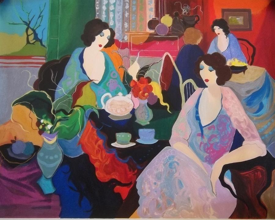 900x720 Salon De Paris Painting By Itzchak Tarkay - Tarkay Painting