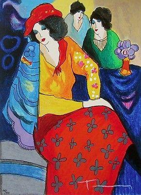 290x400 Blue Mood, Limited Edition Silkscreen, Itzchak Tarkay Art Commerce - Tarkay Painting