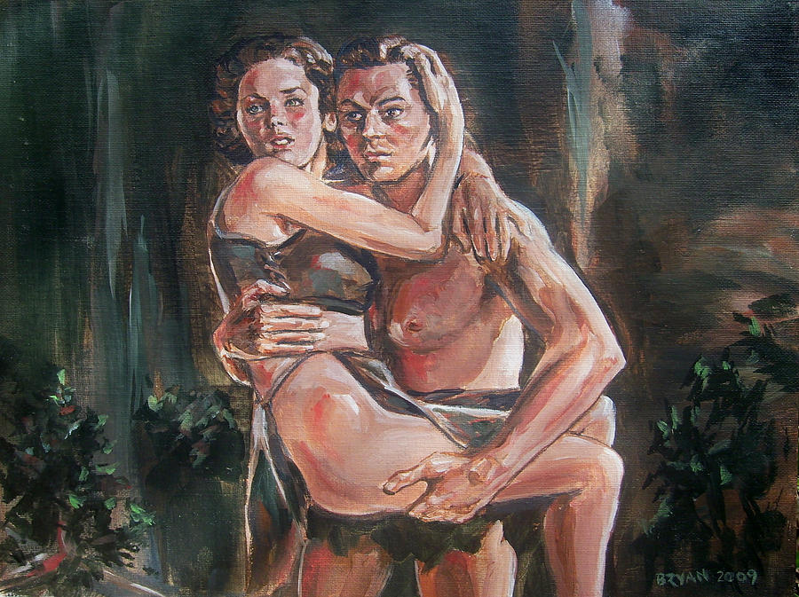 900x673 Tarzan And His Mate Painting By Bryan Bustard - Tarzan Painting