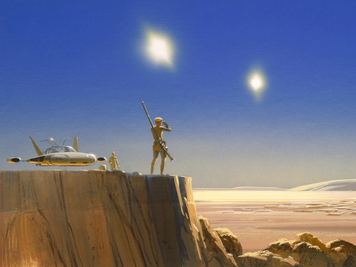 700x525 Tatooine Desert Landscape Star Wars Movie Painting Art Giant Wall - Tatooine Painting