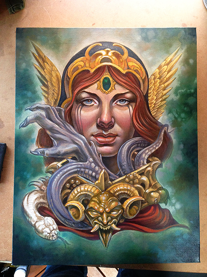 665x887 Oil Painting - Tattoo Artist Painting