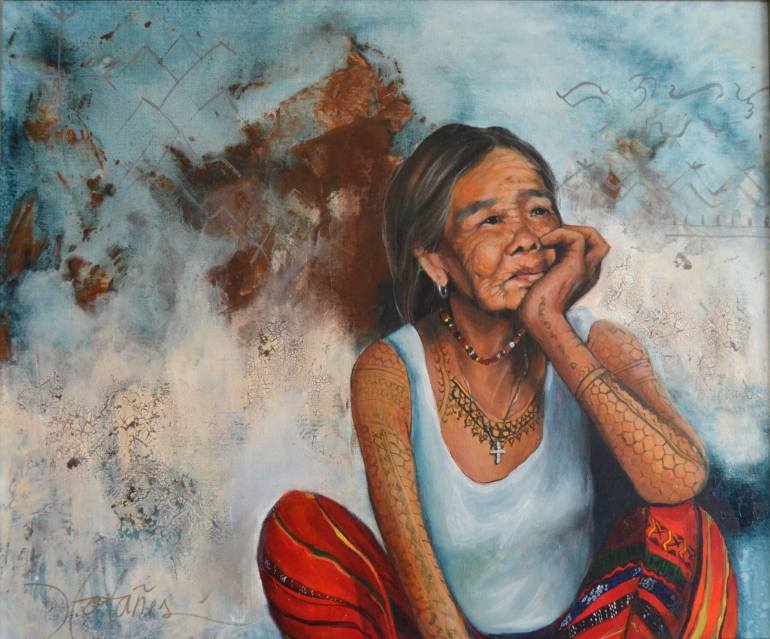 770x639 Saatchi Art Oldest Tattoo Artist Apo Whang Ud Painting By Jv - Tattoo Artist Painting