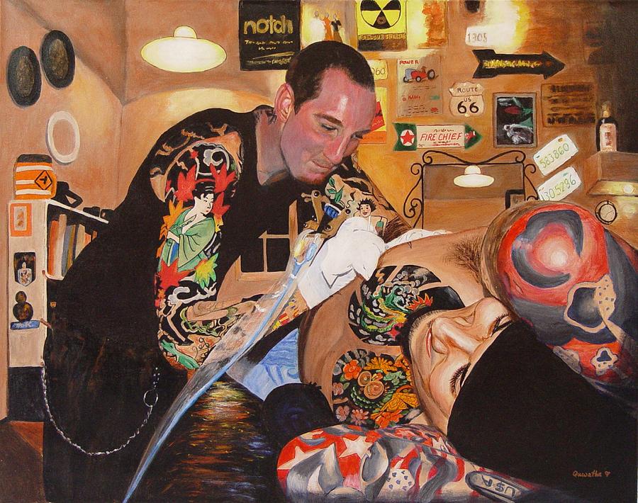 900x710 Tattoo Artist Painting By Quwatha Valentine - Tattoo Artist Painting
