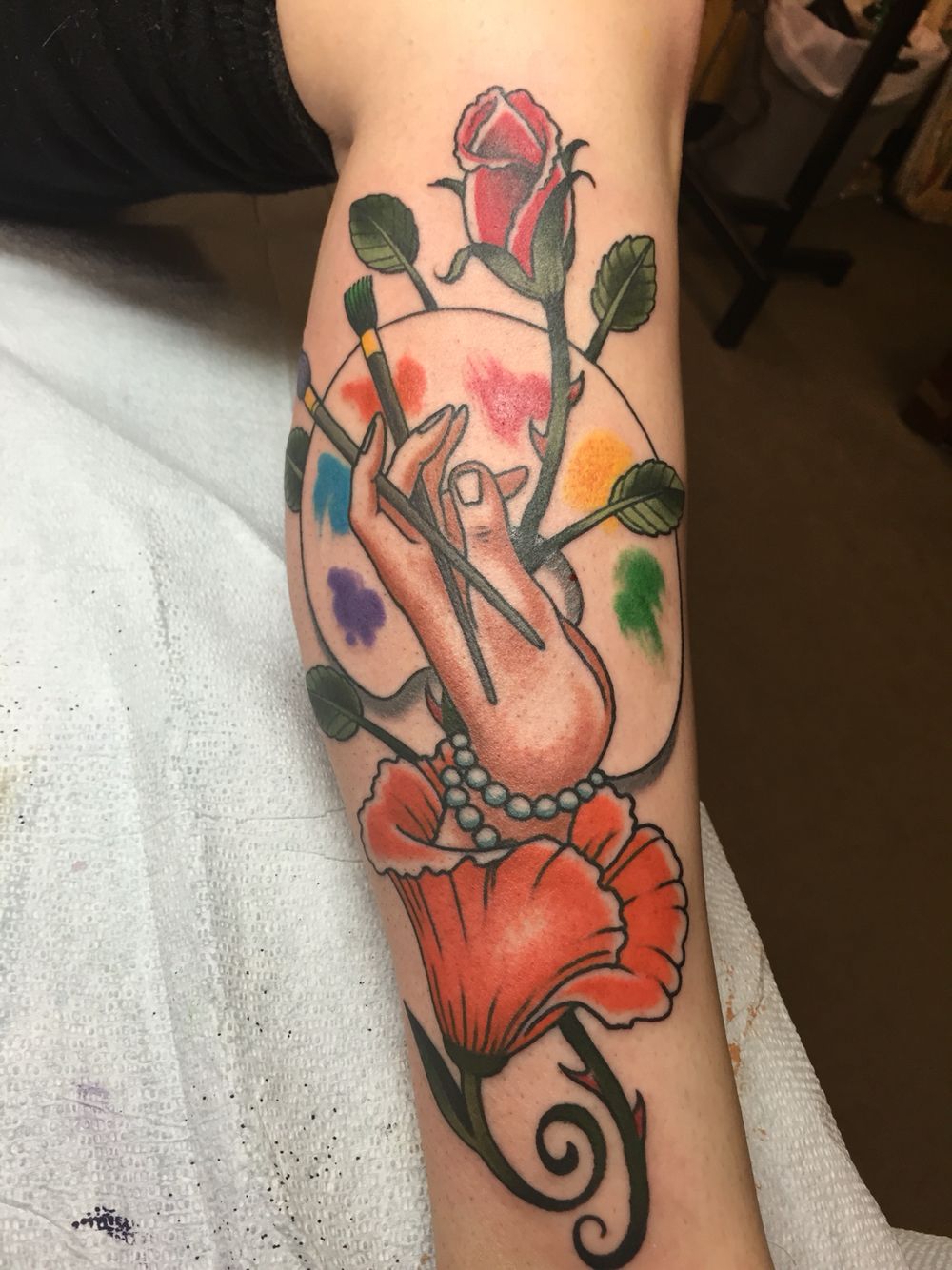 1000x1334 Traditional Style Tattoo Artist Tattoo, Paint Brushes, Palette - Tattoo Artist Painting