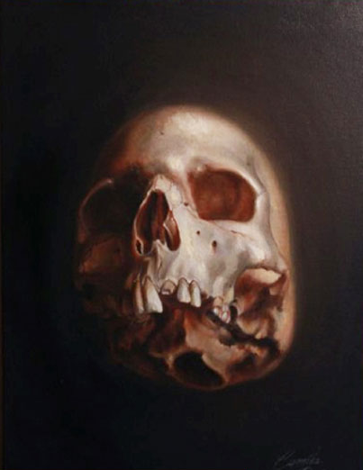 403x522 Camila Rocha Skull Oil Painting - Tattoo Artist Painting