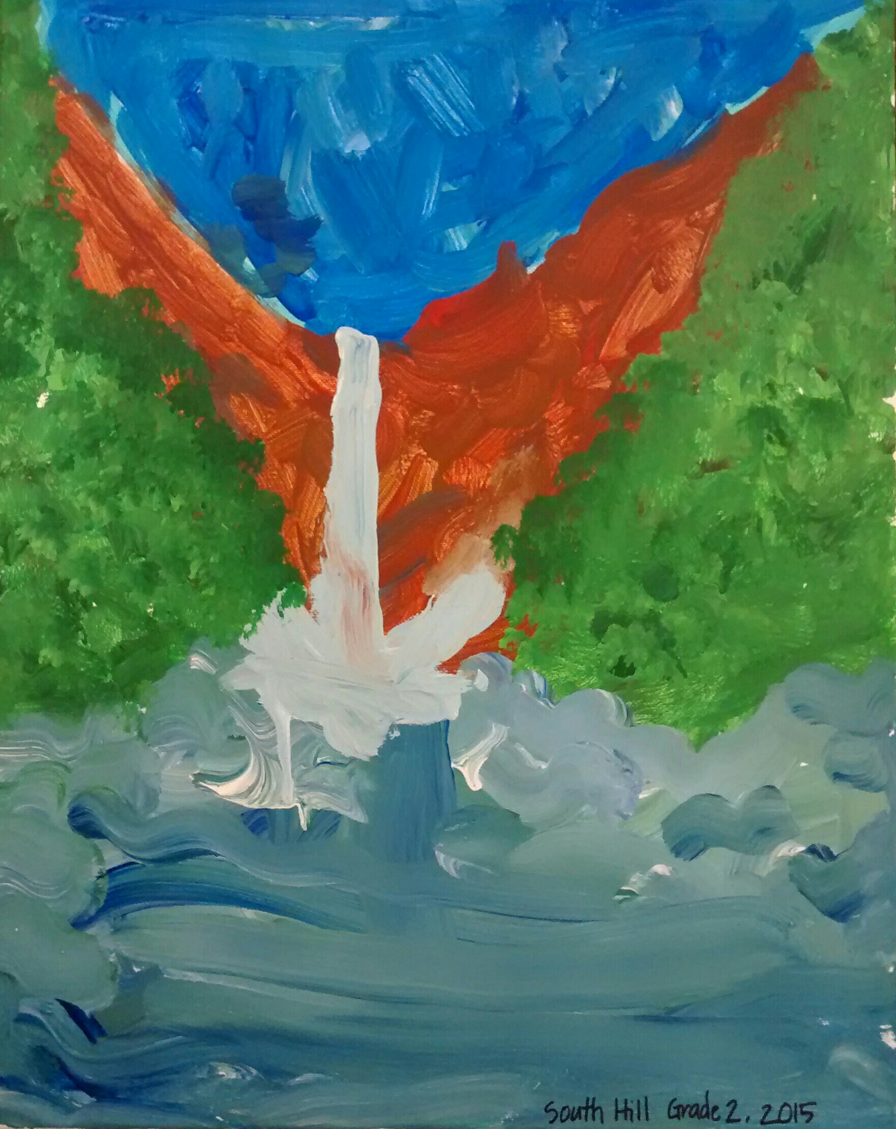 1762x2220 Second Graders Together Paint Taughannock Falls - Taughannock Falls Painting