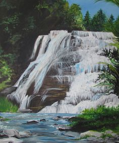 236x283 Taughannock Falls, Ny 18x24 Acrylic Painting On Canvas My - Taughannock Falls Painting