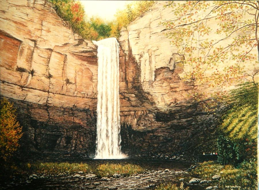 900x660 Taughannock Falls, Trumansburg, N Y Painting By Michael Winston - Taughannock Falls Painting