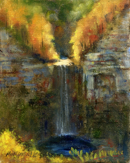 524x660 Taughannock Falls, Ulysses, Ny 10 8 In. Oil By Artist Hall Groat - Taughannock Falls Painting