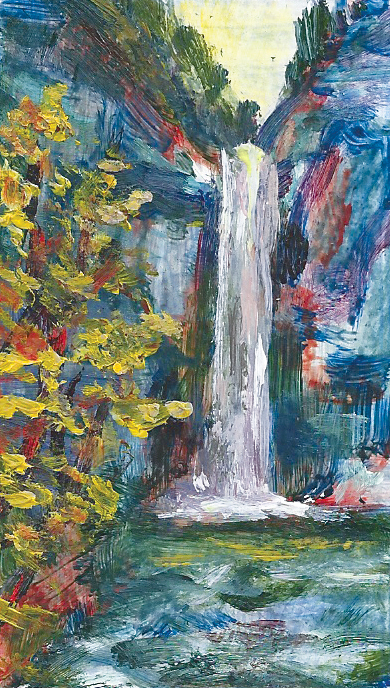 390x688 Taughannock Falls Catskill Clear - Taughannock Falls Painting