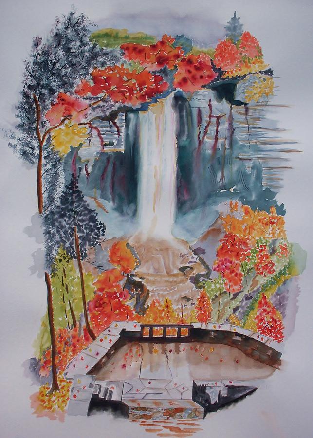 643x900 Taughannock Falls Ny In Autumn Painting By Warren Thompson - Taughannock Falls Painting