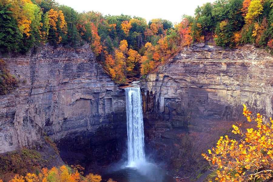 900x600 Taughannock Waterfalls In Autumn Photograph By Paul Ge - Taughannock Falls Painting