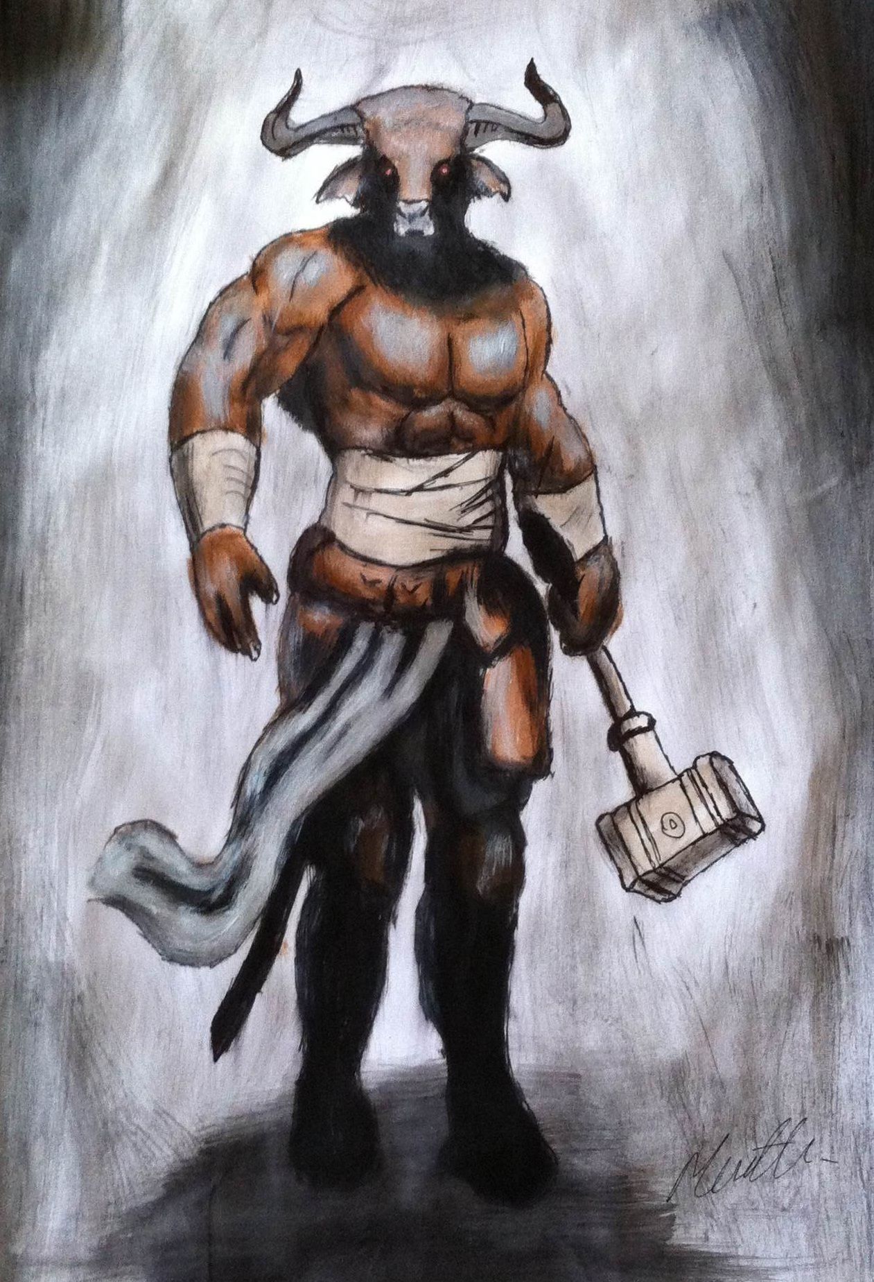 1261x1849 Angry Taurus Paint Steemkr - Taurus Painting