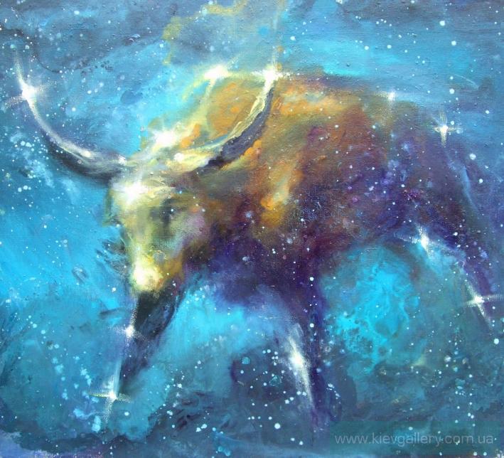 709x644 Constellation Of Taurus, Painting Of Modern Artist Samoilik Elena - Taurus Painting
