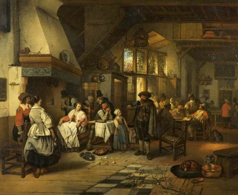 800x655 Interior Of A Tavern With A Blind Fiddler Painting Jan August - Tavern Painting