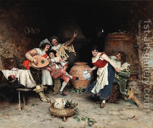 512x429 Merriment In The Tavern Francesco Vinea Reproduction 1st Art Gallery - Tavern Painting